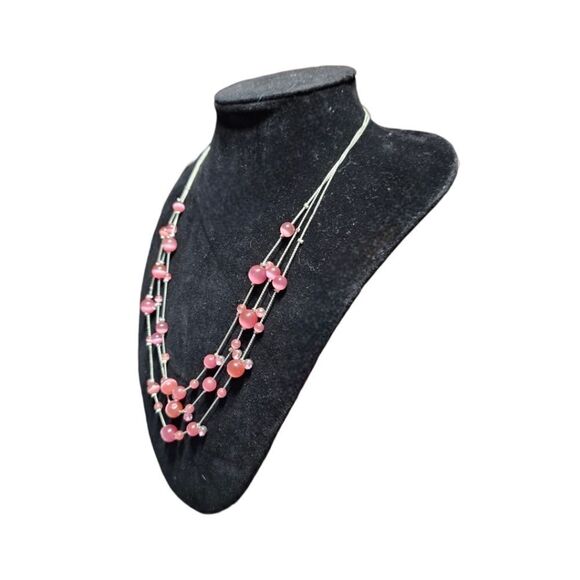 Vintage Pretty in Pink Multi-Layered Beaded Necklace - Picture 3 of 6